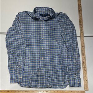 Ralph Lauren size small slim fit . Men's Blue and Yellow Plaid button down Shirt